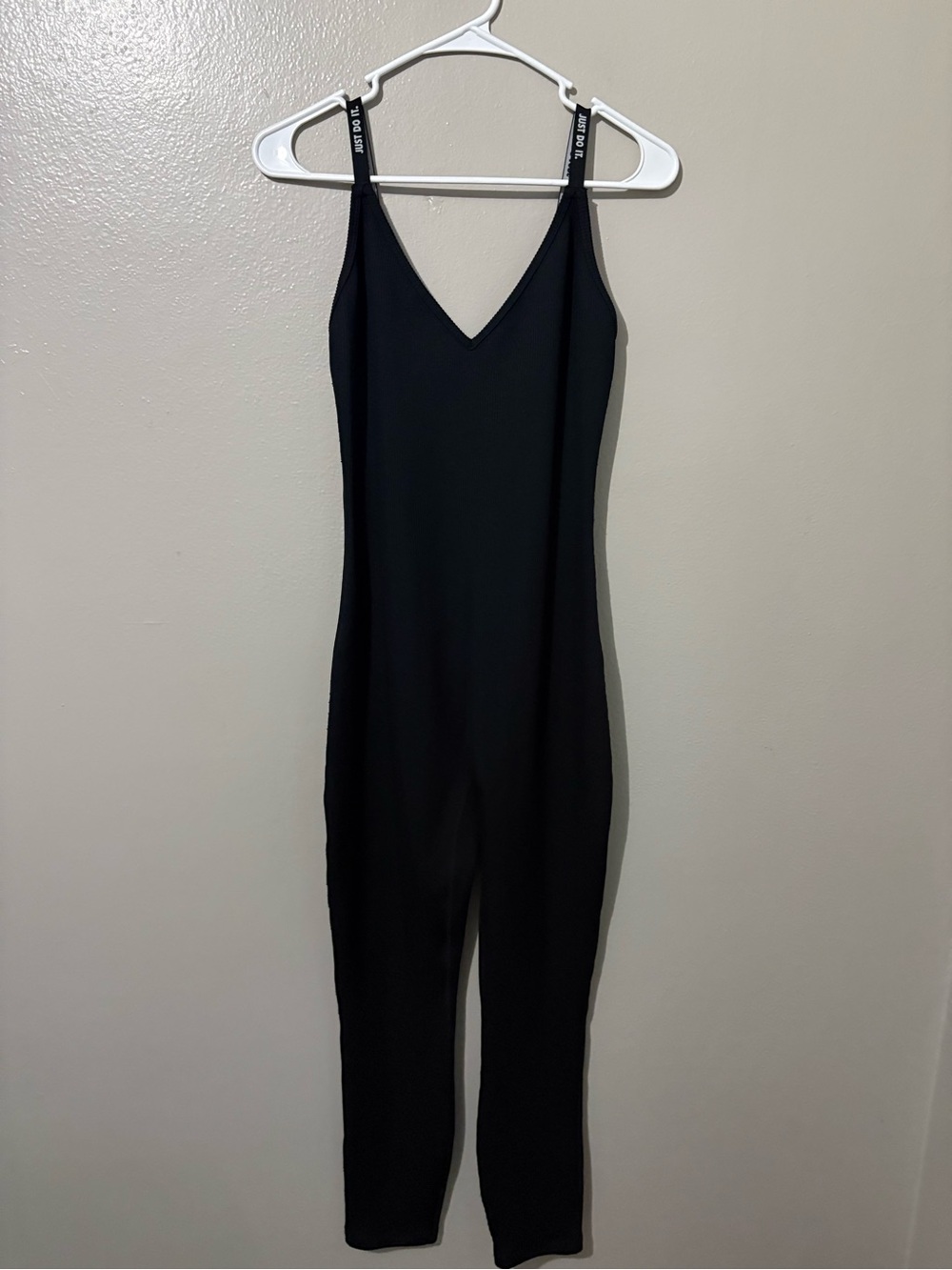 Nike Black V-Neck Slim Jumpsuit with Branded Straps